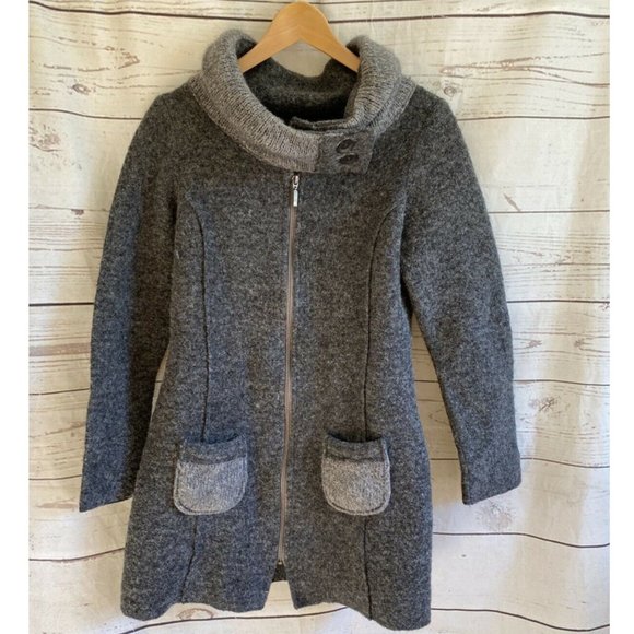 Italian Marisol Wool Sweater/Coat Gray Long Gorgeous Made In Italy - Picture 1 of 5